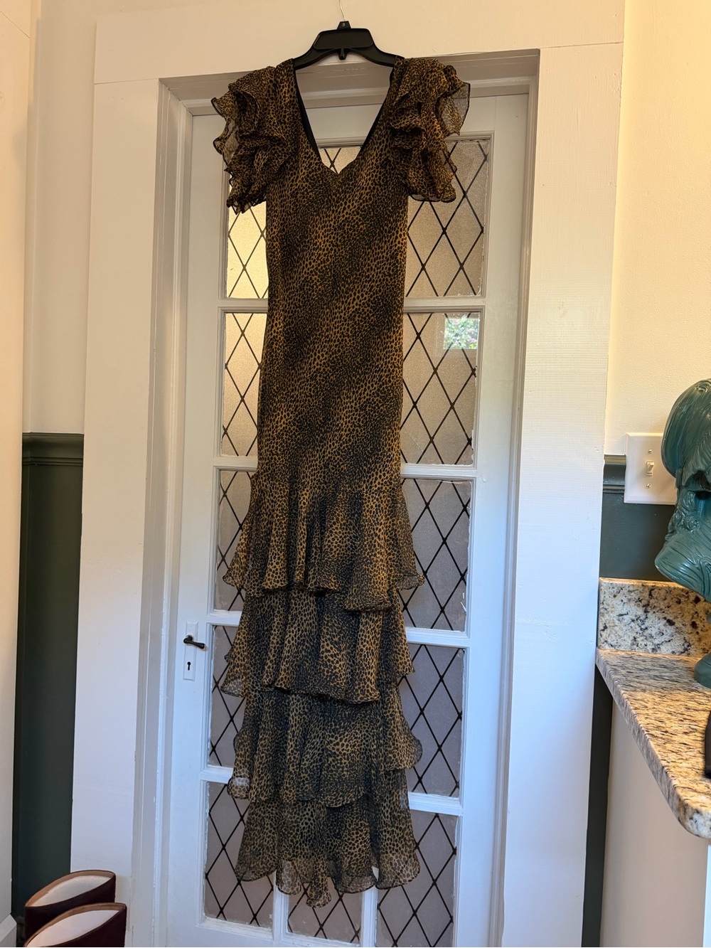 Maxi ruffled leopard dress